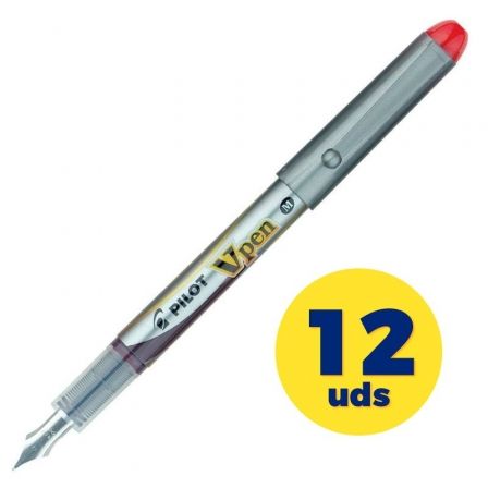 Pilot V-Pen Plata Desechable con Tinta Líquida Roja SVP-4WR